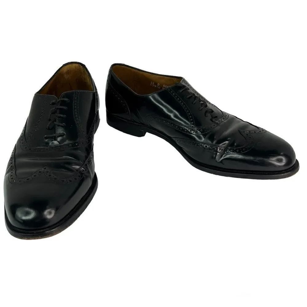 Cole Haan Black Wingtip Oxford Dress Lace Up Men’s Black Lace Tie Shoes Sz 12